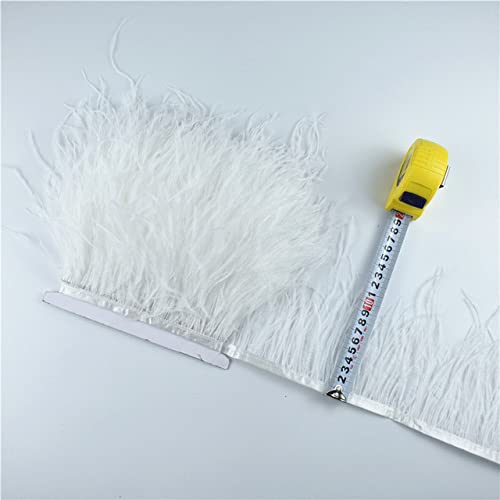 Falda de plumas de avestruz de 1M, 5M, 10 metros, adornos con flecos, cinta de plumas de avestruz de 10-15CM, plumas para manualidades, decoración de plumas de boda