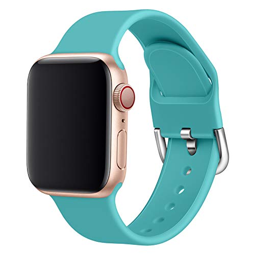 HZNYYY Strap Compatible with for Apple Watch Strap 38mm 42mm 40mm 44mm, Soft Silicone Replacement Straps Compatible with for iWatch Series 5 4 3 2 1,E,42/44MM/L