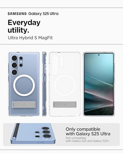 Image of Spigen Ultra Hybrid S MagFit | Samsung Galaxy S25 Ultra Case [Transparent] [Magsafe] [Kickstand] Galaxy S25 Ultra Back Cover | TPU+PC - Clear White
