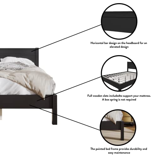 Dg Casa Modern Persan Traditional Solid Wood Platform Bed Frame And Headboard With Full Wooden Slat, Box Spring Not Required - Queen Size In Black #TOP4