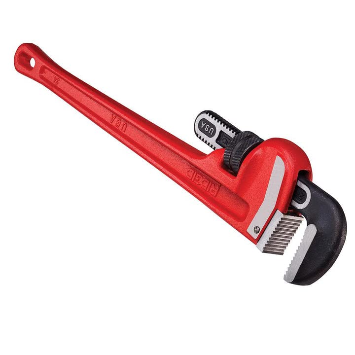 RIDGID 31030 Model 24 Heavy-Duty Straight Pipe Wrench, 24-inch Plumbing Wrench,Red,Small
