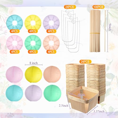 Namalu 24 Set Hot Air Balloon Centerpieces Paper Lanterns Wooden Candy Boxes with Sticks DIY Craft for Baby Shower Summer Birthday Graduation Party Table Decoration(Macaron) by Namalu - Image 2