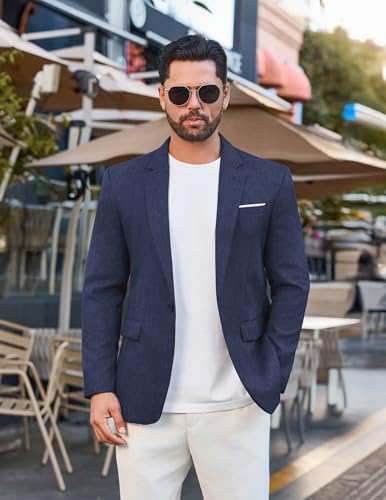 Vssjavun Blazer for Men Casual Suit Jackets Lightweight Sport Coat One Button Slim Fit Suits4
