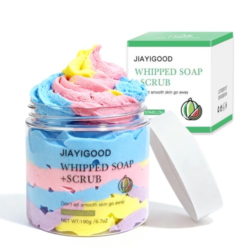 Cream Whipped Scrub Soap Bar - Exfoliating & Moisturizing Body Scrub with Whipped Cream Design 4.6oz - Gently Exfoliates Brightens & Deeply Cleanses for Soft Smooth Skin