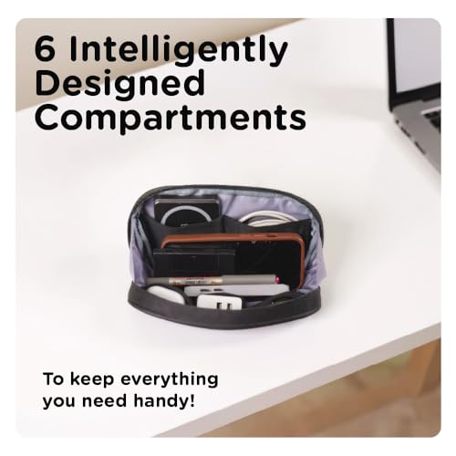 Image of eo Tech Organizer Pouch for Travel | Cable Organiser Bag for Charger, Laptop Accessories, Gadget, Electronics, Power Bank, Toiletry & Personal Care Storage Case (Black, Tech Pouch)