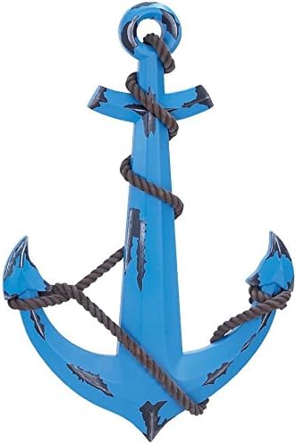 Wood Ship Boat Anchor Decorative Nautical Plaque Sign, 24-inch, Wall Accent (Blue)