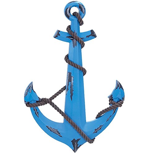 Wood Ship Boat Anchor Decorative Nautical Plaque Sign, 24-inch, Wall Accent (Blue)