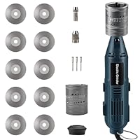 Wolfram Elektroden WIG Schleifgerät Wolframschleifer, 6 Größen 8 Winkel, 10 Titanbeschichtete Schleifscheiben und 3 CNC-Dorne, 260W, 230V, Drehzahl einstellbar von 10.000 bis 35.000 U/min