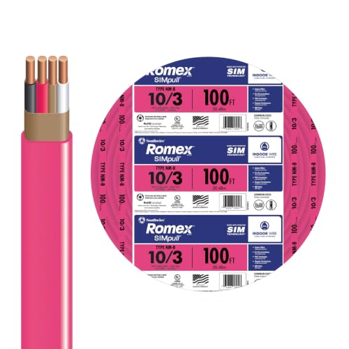 Southwire Romex SIMpull Electrical Wire 10 Gauge 3 Conductor 100Ft NMB/G Wire Pink 63948526