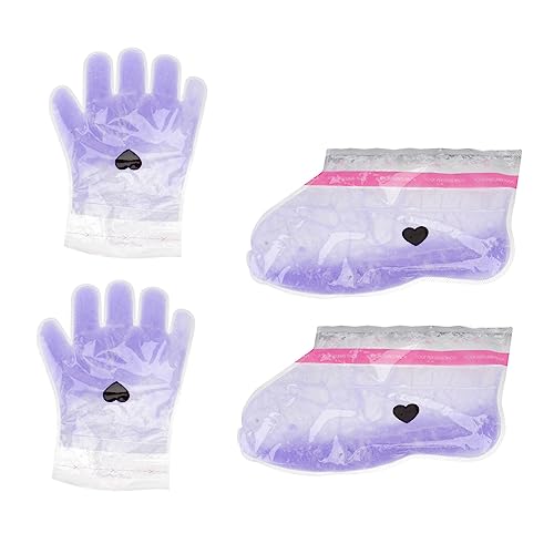 SHERCHPRY 2 Cubiertas de Cera de para Manos y Pies de Guantes y Calcetines de Cera Lavanda Reutilizables y Cómodos y Cuidado