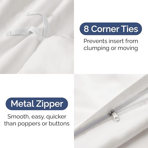 Image of Duvet Cover Queen Size Set - Extra Soft Queen Duvet Cover 90 inch x 90 inch with 2 Pillow Shams for Women, Men, Kids & Teens - Hotel Luxury w / Zipper Closures & Ties - Comfy, Cozy & Breathable (Antique White)