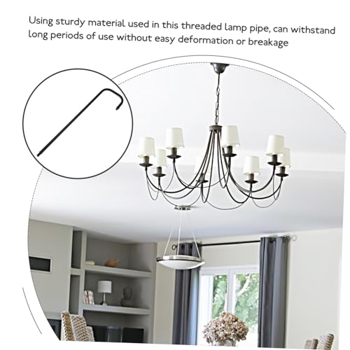 Image of Minimalist Curved Lamp Stem for Desk Lighting Fixture Black Threaded Lamp Stem