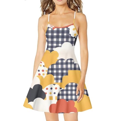 Image of Spaghetti Strap Midi Satin Dresses Summer Sleeveless Sundree Women Girl Beach Party Swing Dress