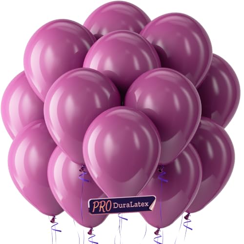 Image of Bezente Pro Duralatex Dark Purple Balloons - 100 Pack 12 inch Extra-Thick Dark Magenta Dusty Plum Royal Purple Boho Neutral Balloons for Butterfly Birthday Wedding Anniversary Party Decorations