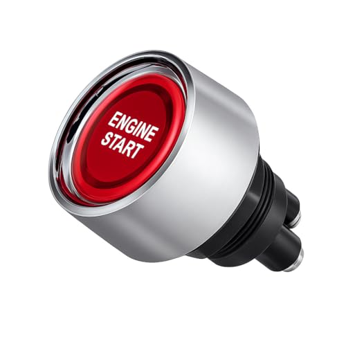 MGI SpeedWare Engine Start Push Button Switch with LED – 12V Momentary Starter Button, 50A Ignition Switch, Universal for Car, Truck, Boat, RV & Race Car (Red)