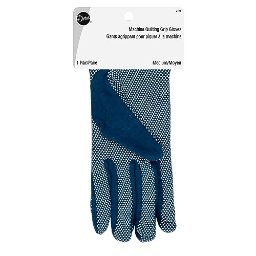 Dritz Machine Quilting Grip Gloves Blue Medium 1 Pair