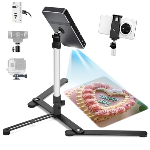 Image of Overhead Tripod for Mini Projector - Phone Holder,Camera Stand,Webcam,Stronger Support with Clip for Cookie Decorating,eaching Online Live Streaming and Showing 360° Rotation