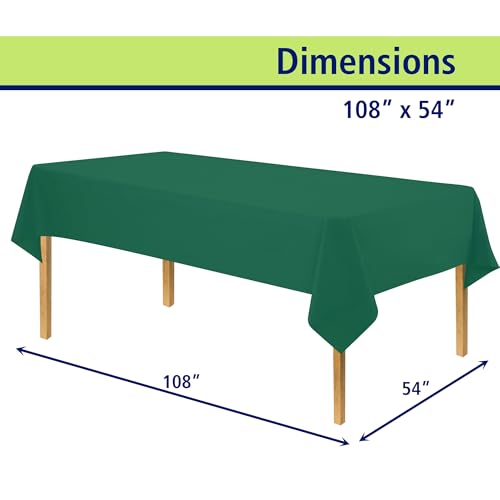 Image of Party Dimensions Green Disposable Plastic Tablecloth for Rectangle Tables (48 Pack) Premium Decorative Table Cloths for Parties, Events & Weddings, Indoors & Outdoors, 54 x 108 inches