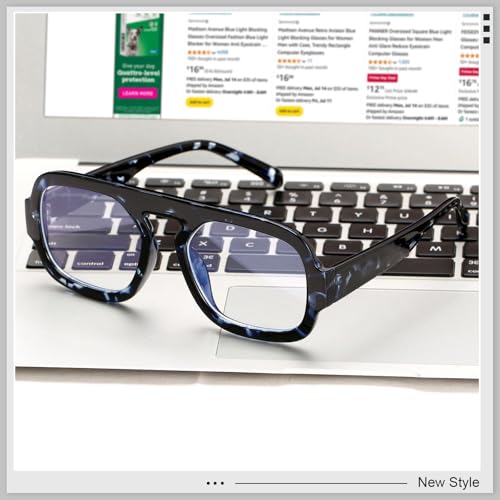 Image of Aviator Blue Light Blocking Glasses for Women Men Square Flat Top Computer TV Eyeglasses Anti Eyestrain