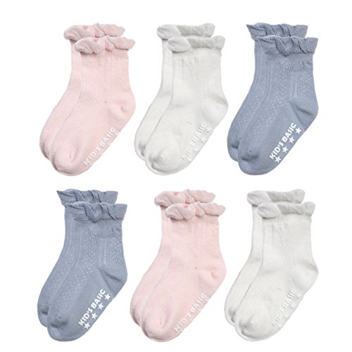 Epeius Infants and Toddlers Baby-Girls Non Slip Ruffle Frilly Ankle Socks Pointelle