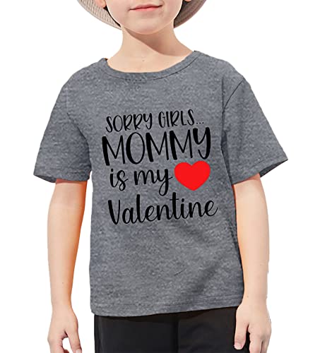 Image of VVNTY Valentines Shirts Toddler Boys Love Heart Graphic Tee Funny Letter Print Tops