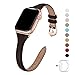 Produktbild WFEAGL Kompatibel mit IWatch Armband 38mm 40mm 42mm 44mm, Mehrfache Farben Slim Leather Ersatzband mit Edelstahl-Verschluss für IWatch Serie 5/4/3/2/1(Rosé Gold) (38mm 40mm, Dunkelbraun/RoségGold)