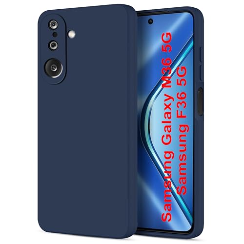 Image of SBMS Silicone Back Cover Case for Samsung Galaxy M36 5G / F36 5G | Soft Micro-Fibre Lining Inside | Camera Protection Bump | Shockproof Back Cover Case for Samsung M36 5G / F36 5G (Blue)