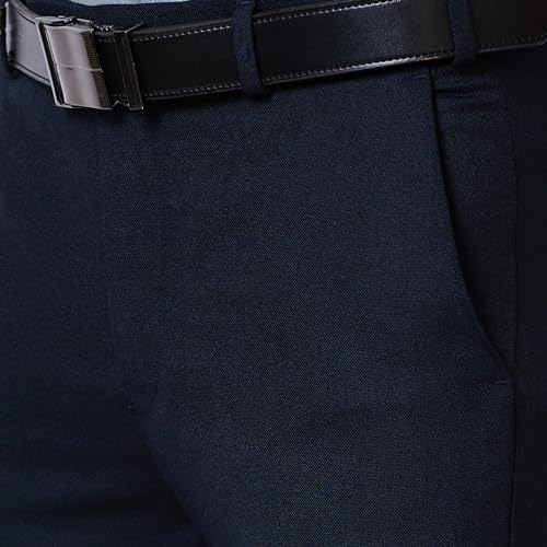 Image of Park Avenue Men's Poly Wool Blend Structure Pattern Super Slim Fit Flat Front Formal Trouser