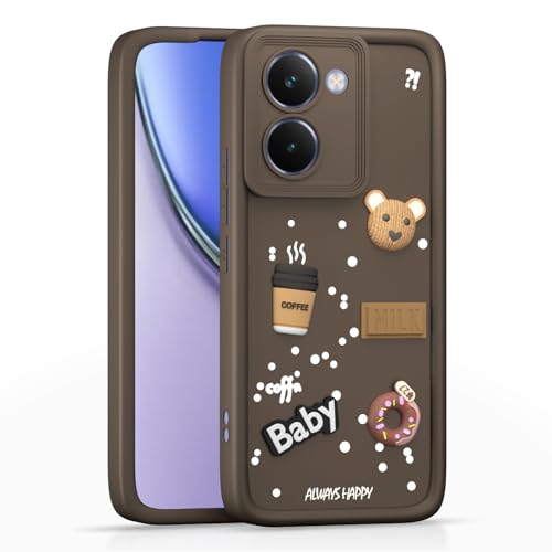 Image of Pikkme Back Cover for Realme P3 Ultra 5G | 3D Cartoon Silicone Case Cute & Fun Full Protective Bumper Cover (Brown)