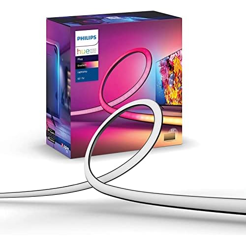 Philips Hue White & Color Ambiance Gradient Lightstrip (55 Zoll), dimmbarer LED Streifen für den Fernseher mit 16 Mio. Farben und Farbverläufen, smarte Heimkino TV Hintergrundbeleuchtung, schwarz