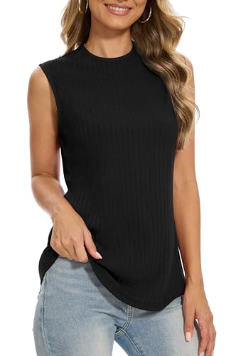 QUEZHU 2025 Women's Scoop Neck Sleeveless Slim-Fit Tank Summer Ribbed Basic Solid Color Tank Top - Image 4