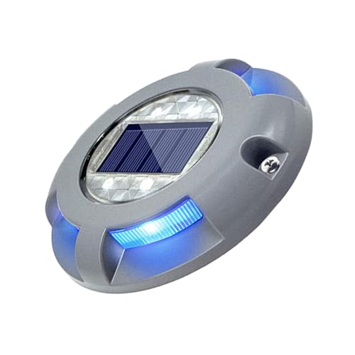 BESPORTBLE LED Solar Ground Buried Light Alloy Outdoor Deck Lamp Crush Resistant Automatic Blue Illumination for Garden and Pathway Lighting