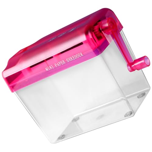 TOGEVAL Trituradora Manual de Papel Pequeña de Sobremesa, Portátil y Práctica, para Oficina y Uso Diario, Color Rojo, Diseño Manual para Triturar Documentos A4, Herramienta Compacta