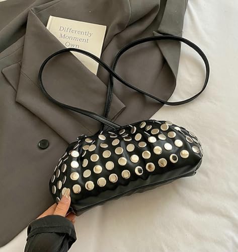 Women's Punk Rivet Purse Hobo Fashion Satchel Handbags Classic PU Leather Shoulder Crossbody Bag2