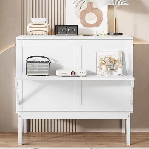 XPSSJMU Wandbett 90x200 cm, Wandbett mit Lattenrost, wandmontiertes Klappbett, vertikales Wandbett mit Lattenrost, weiß – Bild 3