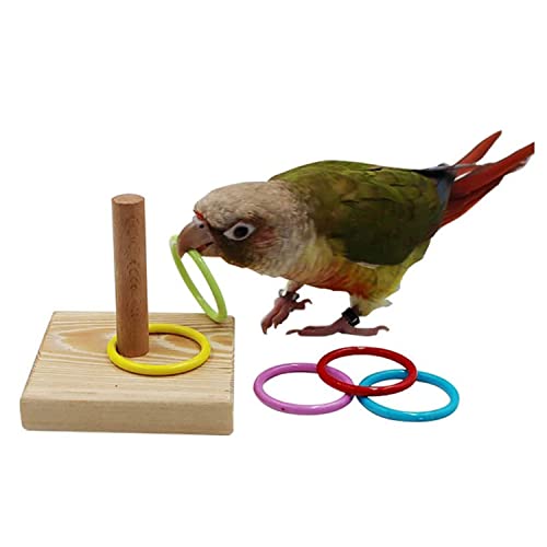 GZXYUAN 1 Stück Vogel-Intelligenz-Trainings-Spielzeug aus Holz, buntes Stapelring-Spielzeug für...
