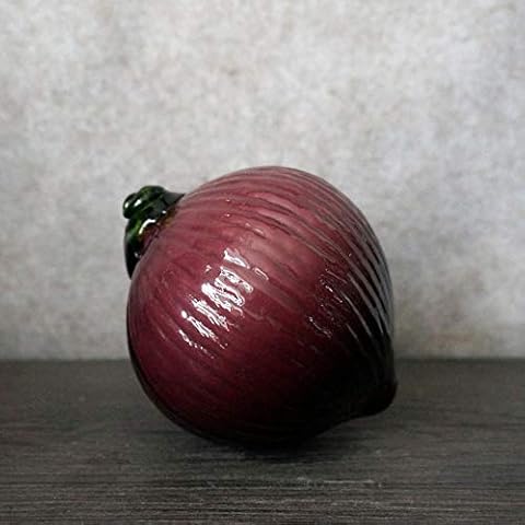 WSJF Small Deco For Home & Kitchen Statues Collectible Figurines Sculpture Glass Handicrafts Simulation Fruits Vegetables Apple Grapes Pumpkin Home Decoration Decoration Model Gift Purple Onion Cover