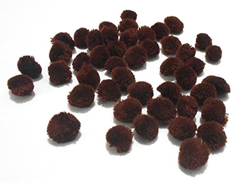 Goelx Pom Pom Balls for Crafts, Decorations, Jewellery Making, Accessories, Bags - Pack Of 50 - Brown