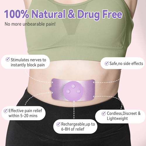 justwill wireless portable period cramps pain relief simulator with 3 modes 30 intensity rechargeable tens unit for menstrual cramp relief home medical devicegift for women wife girlfriend girl