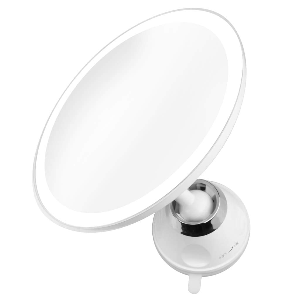 medisana CM 850 okrągłe lusterko kosmetyczne z mocną przyssawką - lusterko stołowe z oświetleniem LED i 5-krotnym powiększeniem - lusterko do makijażu o średnicy 19 cm