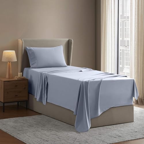 Image of Nestl Twin Bed Sheet Set - Ice Blue - 3-Piece Deep Pocket | Instantly Soft, Night-One Ready (No Wash Required). Fits 16-Inch Deep Pockets, 360-Degree Elastic Grip