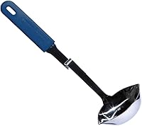 Vista 8 de Souper Cubes + Lori Greiner Cucharón de sopa sin desorden de acero inoxidable con mango de silicona - Cucharón de sopa de metal con diseño sin