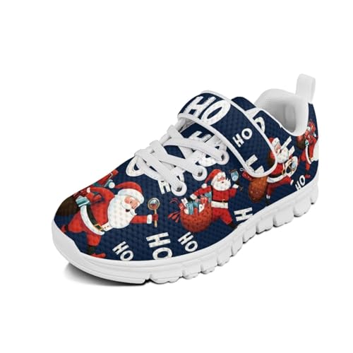 Christmas Shoes for Boys Girls Cozy Breathable Lightweight Anti-Slip Running Sneaker Strap School Athletic Tennis Sneakers for Children/Big Kids/Litter Boys Girls/Toddler