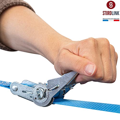 Spanngurte mit Ratsche und Haken 5m 25mm 4er Set LC 400kg / 800kg in U | Zweiteilig Zurrgurte | Ratschengurte mit Spitzhaken | Befestigungsgurt für PKW, Quad und Motorrad Anhänger | DIN EN 12195-2 – Bild 6