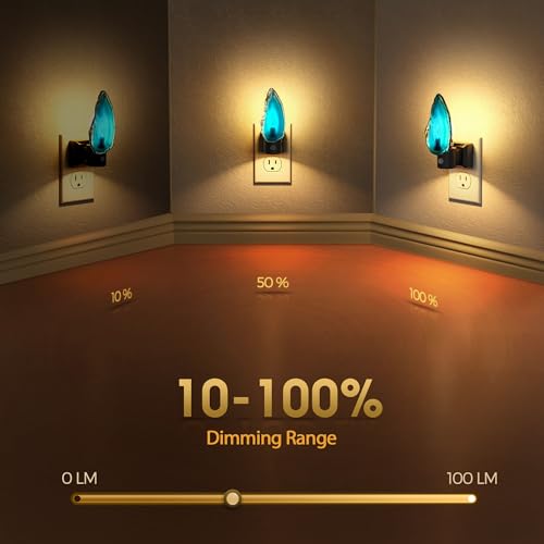 Image of Briignite Agate Night Lights Plug into Wall, Dimmable Night Lights with Adjustable Brightness, LED Nightlight with Dusk to Dawn Sensor, Blue Healing Stone Agate 3000K Warm White for Hallway Bedroom
