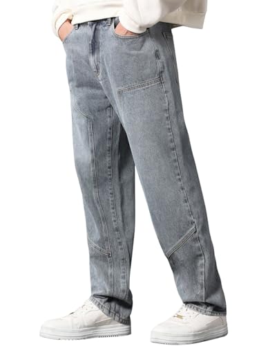 Image of GRECIILOOKS Baggy Jeans for Men | Mens Wide Leg Relax Fit Jeans | Baggy Jean's for Boys | Oversized Jean's for Everyday Streetwear