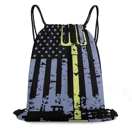 Farmer Flag Drawstring Backpack Durable Sport Gym Bags Daypack for Men Women 35 * 42cm