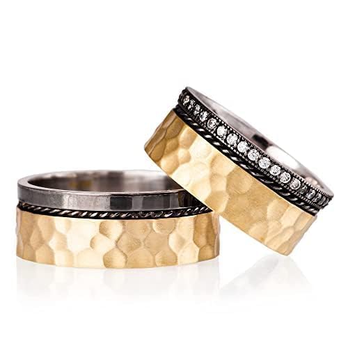 Anillos de boda de plata con baño de oro "Lilium"