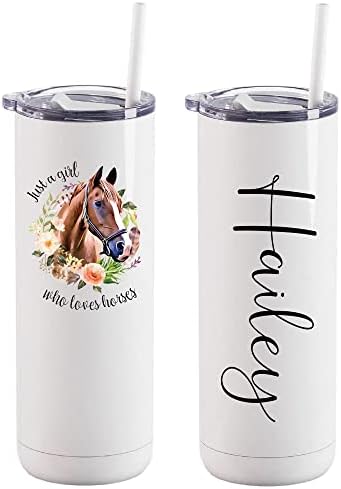 AVITO Personalized Horse Gift, 20 oz with Straw and Sliding Lid, Personalized Horse Tumbler, Horse Trainer Gift, Horse Lover Gift, Equestrian Gifts