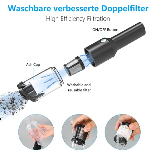 Handstaubsauger, Tragbar Autostaubsauger Akkustaubsauger Wiederaufladbar, Trocken Kabellos Handsauger Klein & Mini… - Image 4